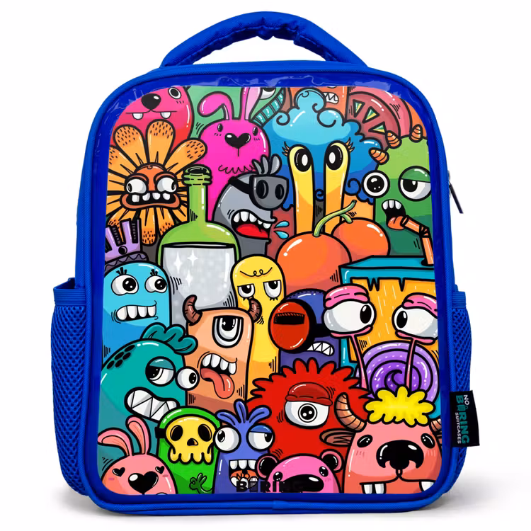 Kinderrugzak - Blauw - Knallende gekleurde monsters — 1