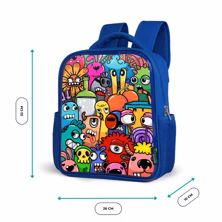 Kinderrugzak - Blauw - Knallende gekleurde monsters — 5