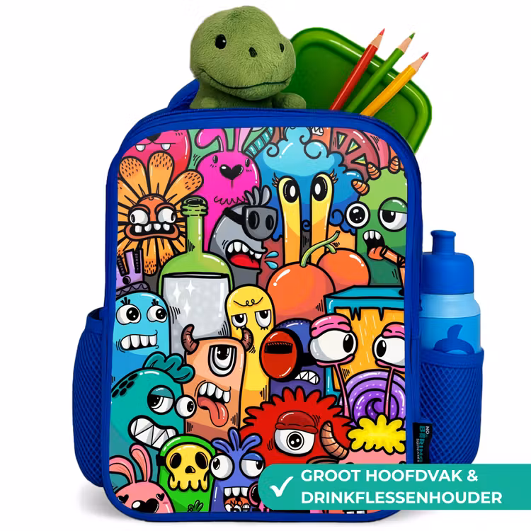 Kinderrugzak - Blauw - Knallende gekleurde monsters — 6