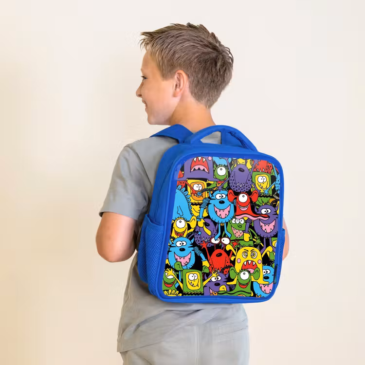 Kinderrugzak - Blauw - Monsters met Felle Kleuren — 3