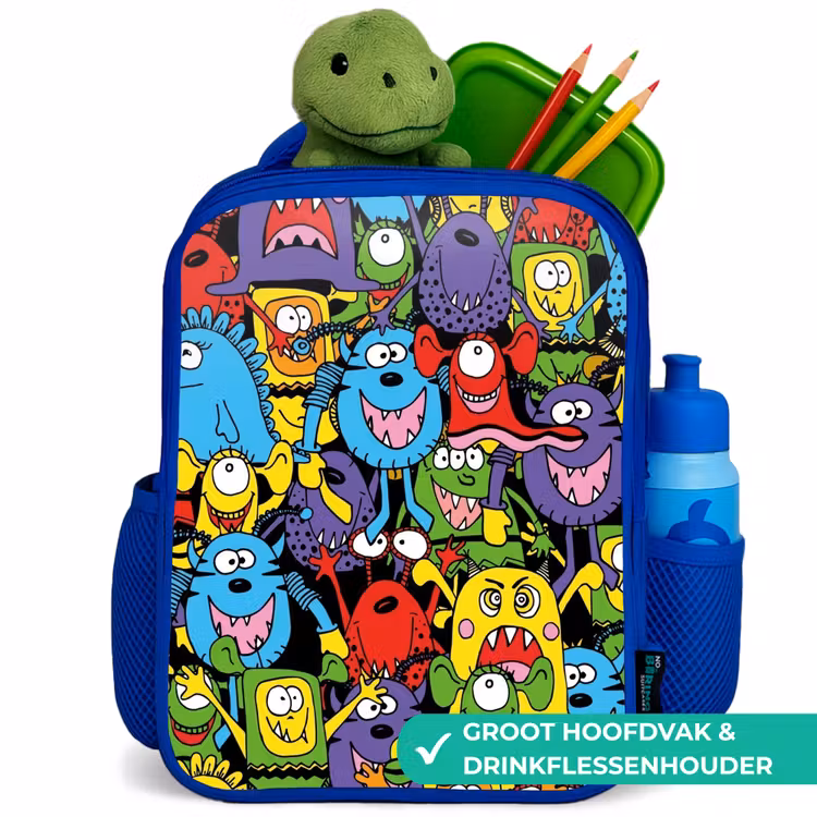 Kinderrugzak - Blauw - Monsters met Felle Kleuren — 6