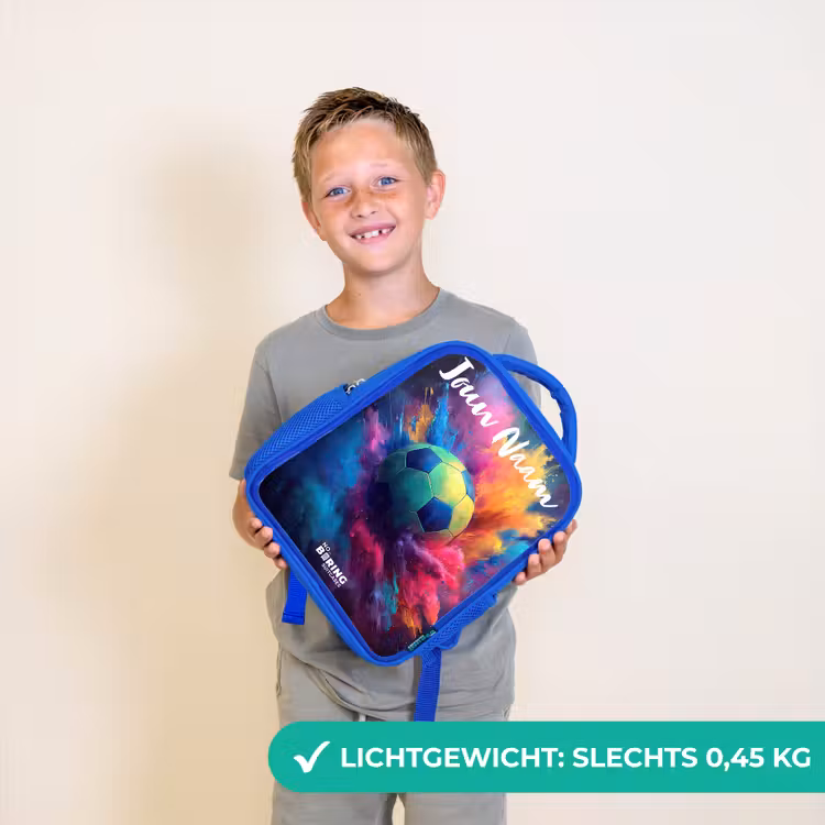Kinderrugzak met naam - Blauw - Neon - Bal - Kleurrijk — 2