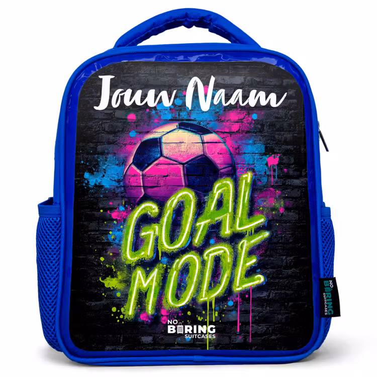 Kinderrugzak met naam - Blauw - Neon - Graffiti - Voetbal - Kleurrijk β 1