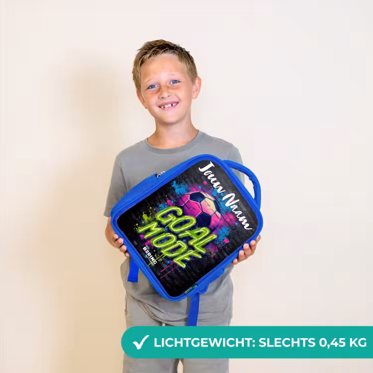 Kinderrugzak met naam - Blauw - Neon - Graffiti - Voetbal - Kleurrijk β 2