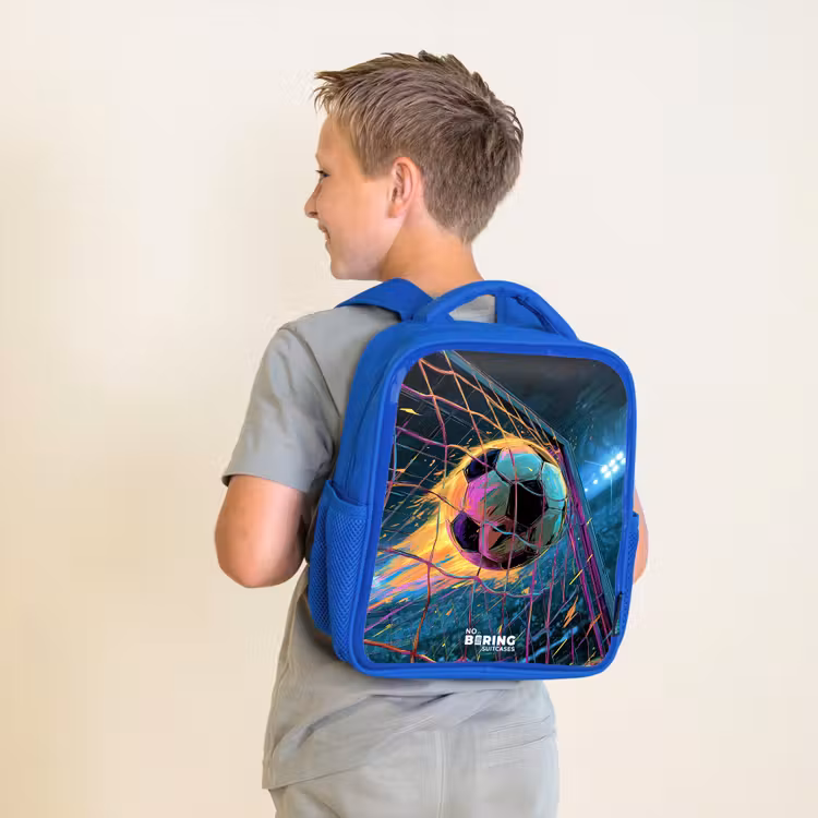 Kinderrugzak - Blauw - Neon - Net - Voetbal - Kleurrijk — 3