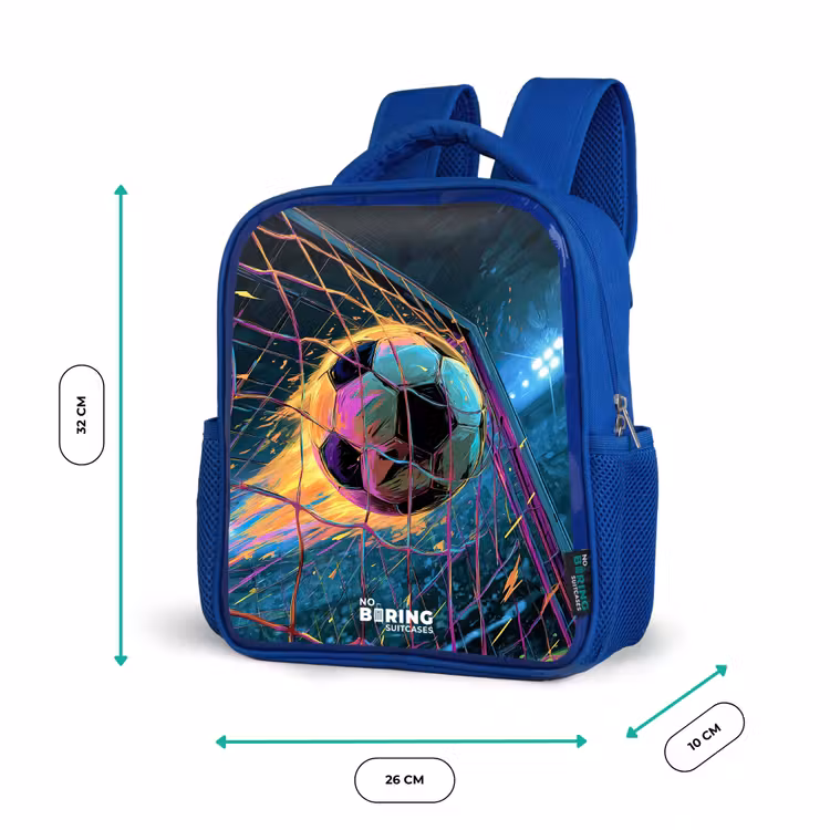 Kinderrugzak - Blauw - Neon - Net - Voetbal - Kleurrijk — 5