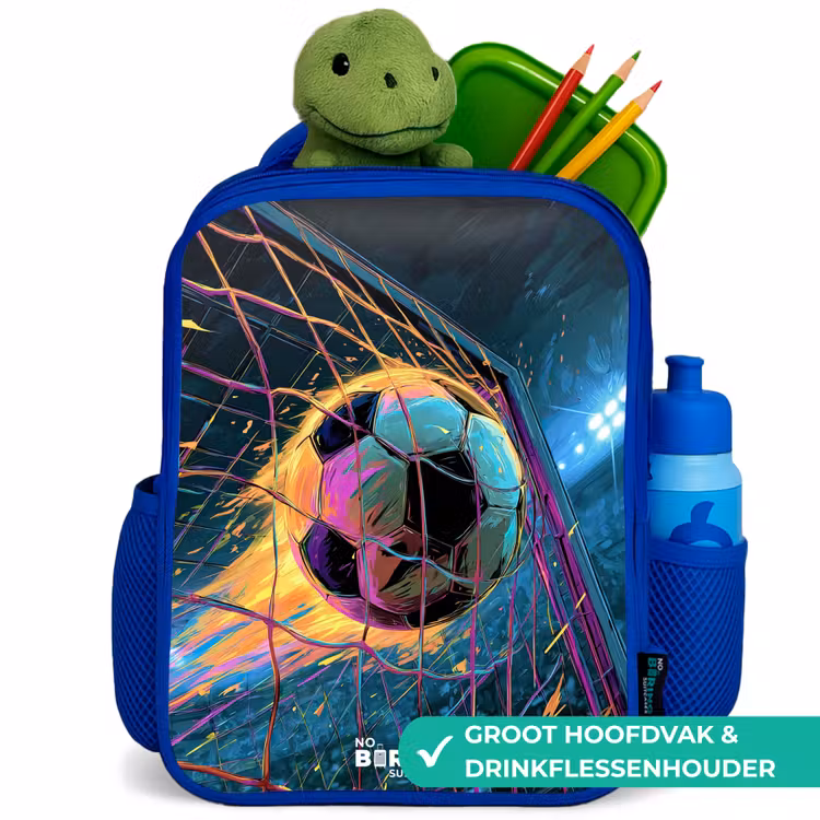 Kinderrugzak - Blauw - Neon - Net - Voetbal - Kleurrijk — 6