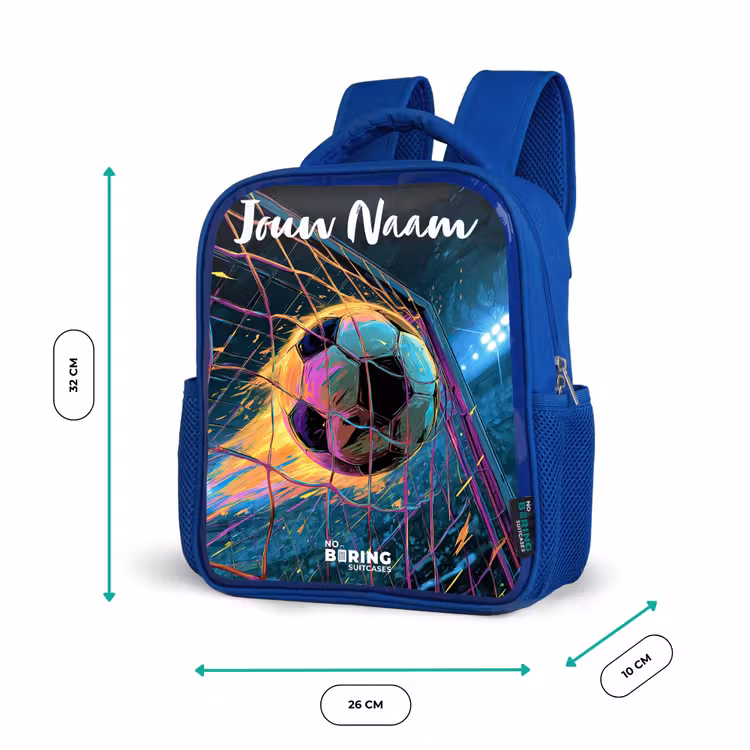 Kinderrugzak met naam - Blauw - Neon - Net - Voetbal - Kleurrijk — 5