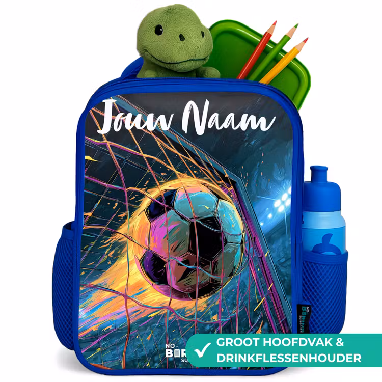 Kinderrugzak met naam - Blauw - Neon - Net - Voetbal - Kleurrijk — 6