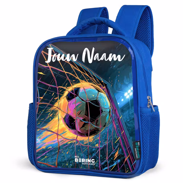 Kinderrugzak met naam - Blauw - Neon - Net - Voetbal - Kleurrijk — 7