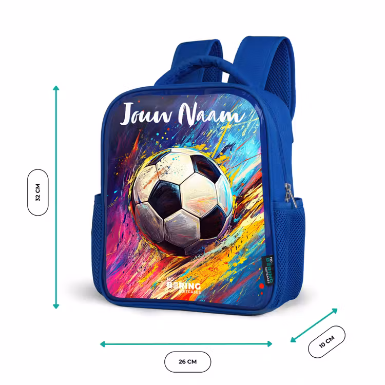Kinderrugzak met naam - Blauw - Neon - Voetbal - Kleurrijk — 5