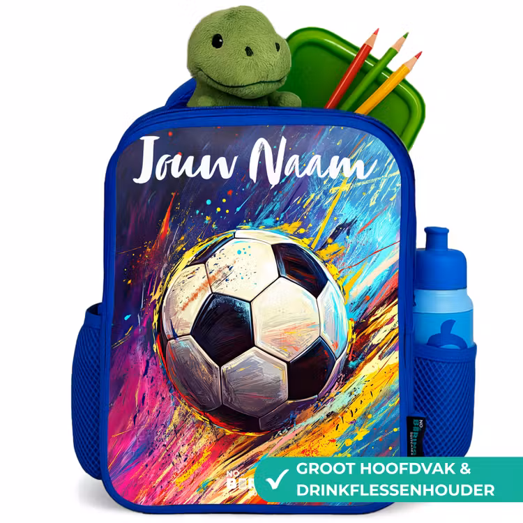 Kinderrugzak met naam - Blauw - Neon - Voetbal - Kleurrijk — 6