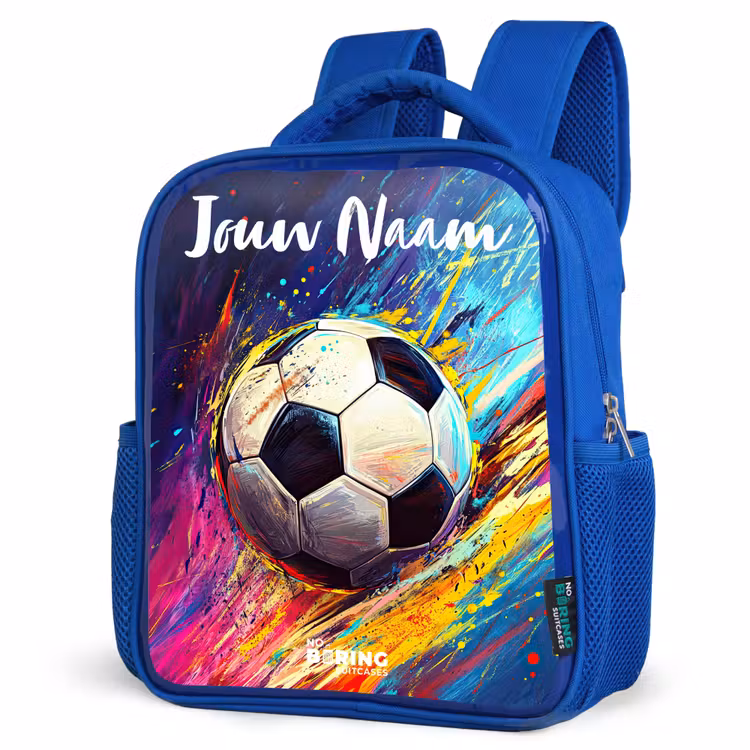 Kinderrugzak met naam - Blauw - Neon - Voetbal - Kleurrijk — 7