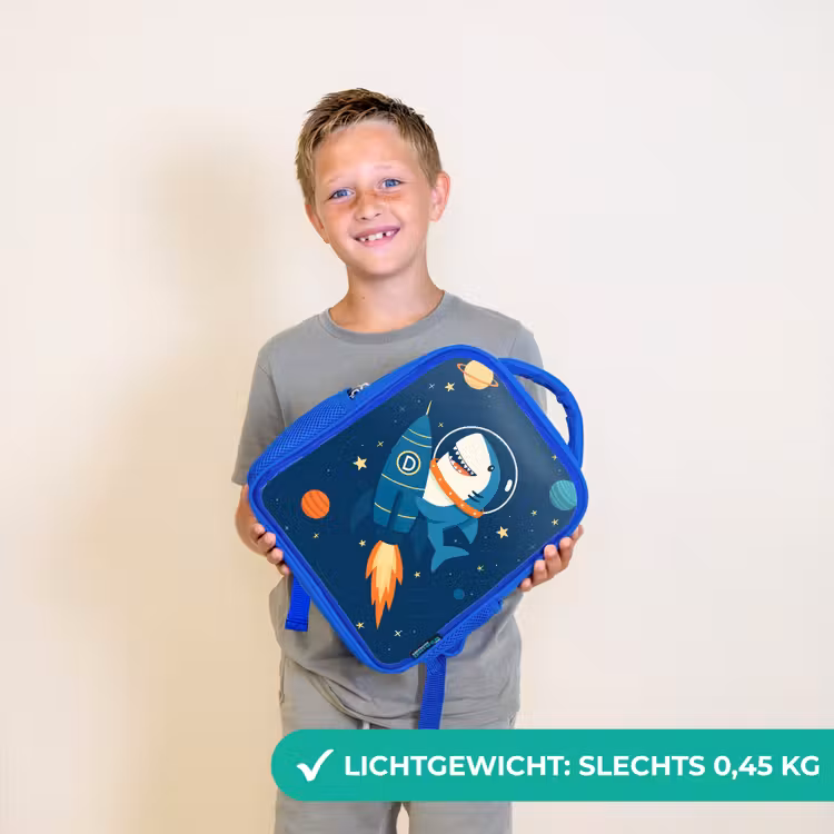 Kinderrugzak - Blauw - Raket - Haai - Ruimte — 2