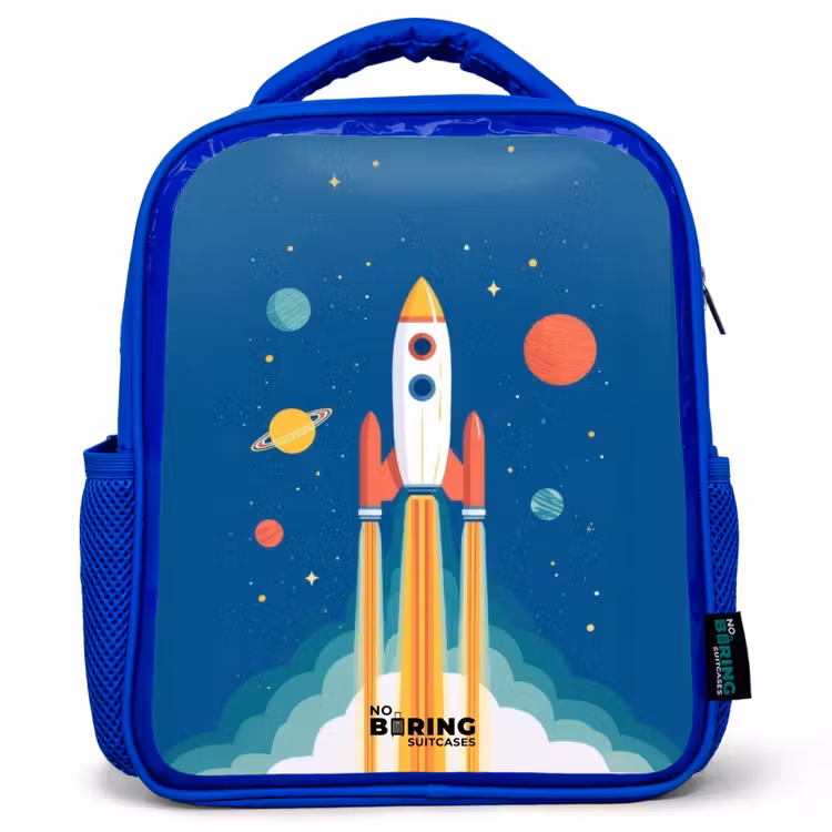 Kinderrugzak - Blauw - Raket - Planeet - Sterren - Veelkleurig — 1