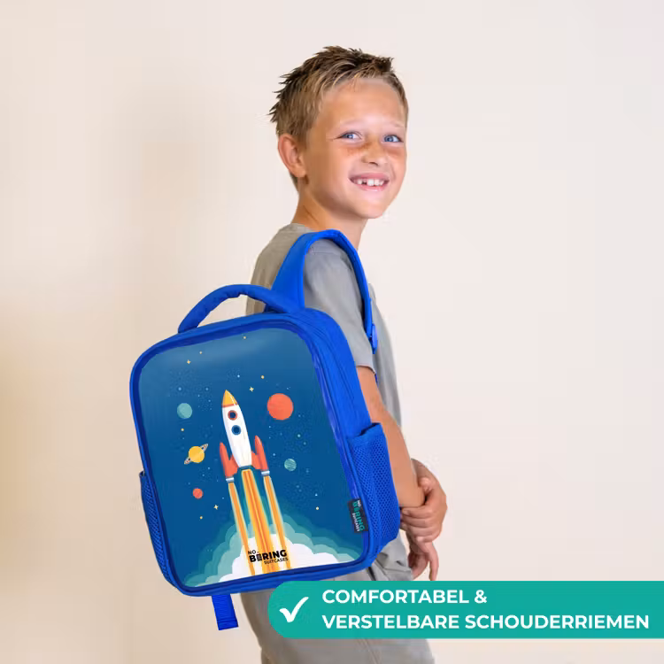 Kinderrugzak - Blauw - Raket - Planeet - Sterren - Veelkleurig — 4