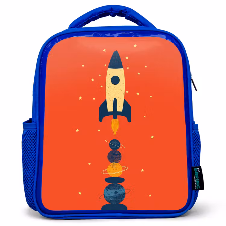 Kinderrugzak - Blauw - Raket - Planeten - Rood — 1