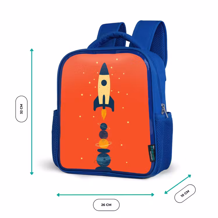 Kinderrugzak - Blauw - Raket - Planeten - Rood — 5