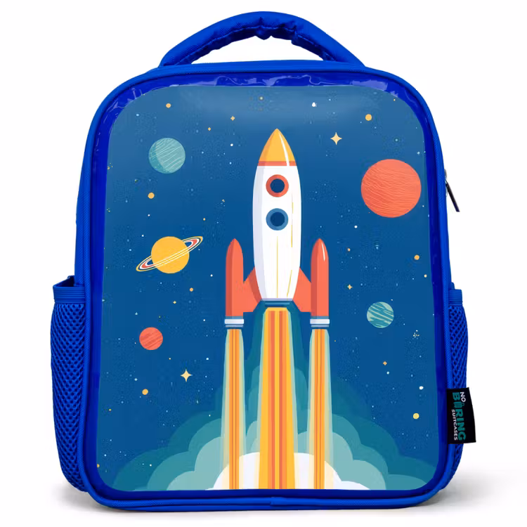 Kinderrugzak - Blauw - Raket - Planeten - Ruimte — 1