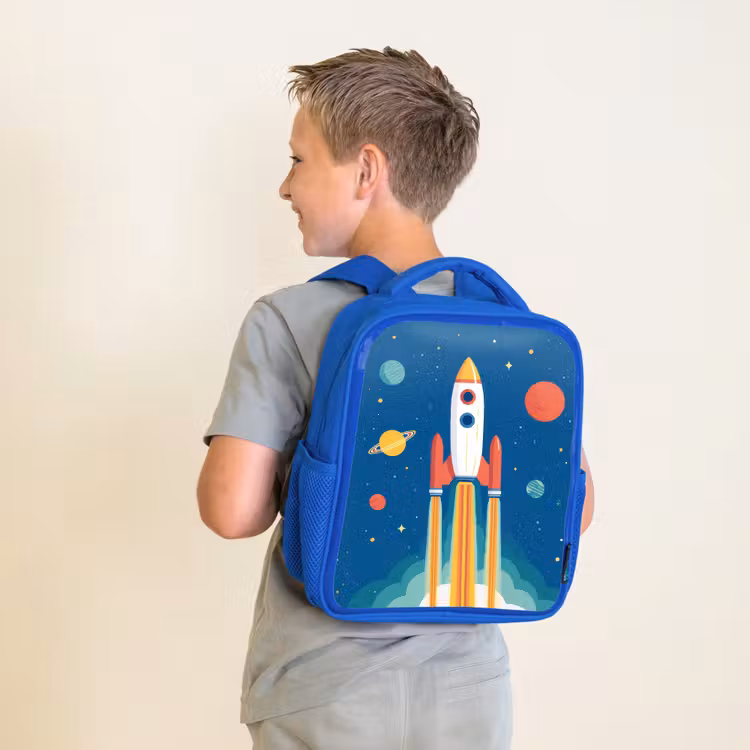 Kinderrugzak - Blauw - Raket - Planeten - Ruimte — 3