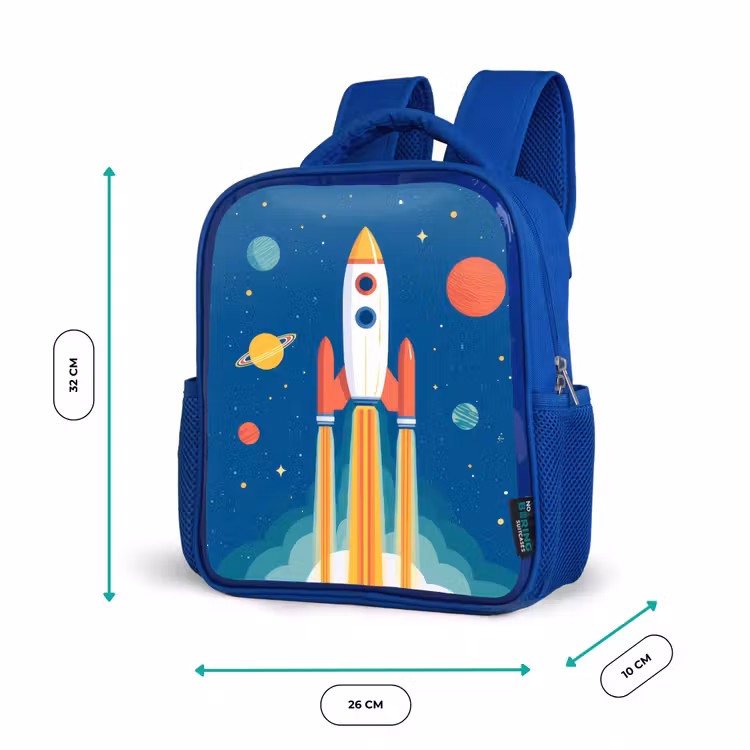 Kinderrugzak - Blauw - Raket - Planeten - Ruimte — 5