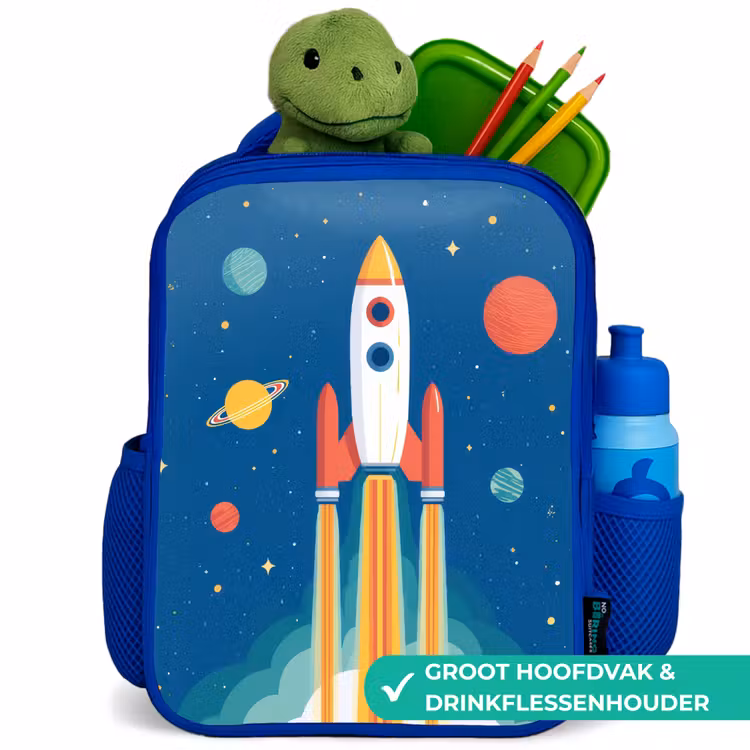 Kinderrugzak - Blauw - Raket - Planeten - Ruimte — 6