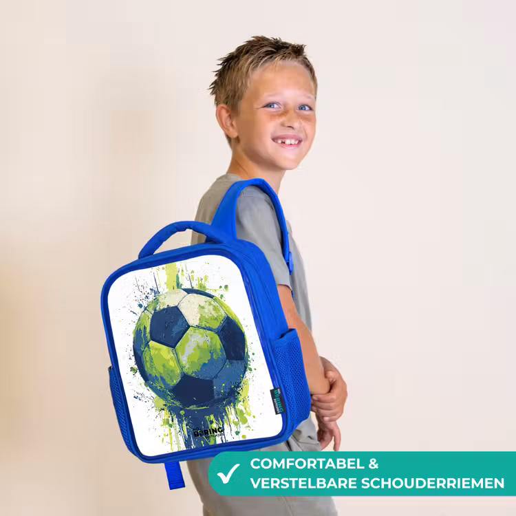 Kinderrugzak - Blauw - Voetbal - Verf - Groen - Blauw — 4