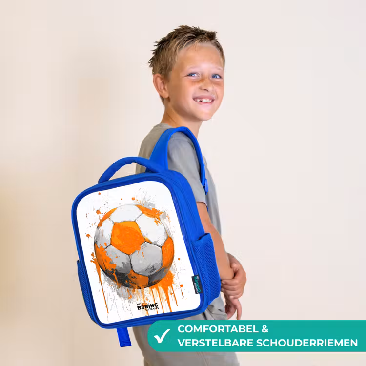 Kinderrugzak - Blauw - Voetbal - Verf - Oranje — 4