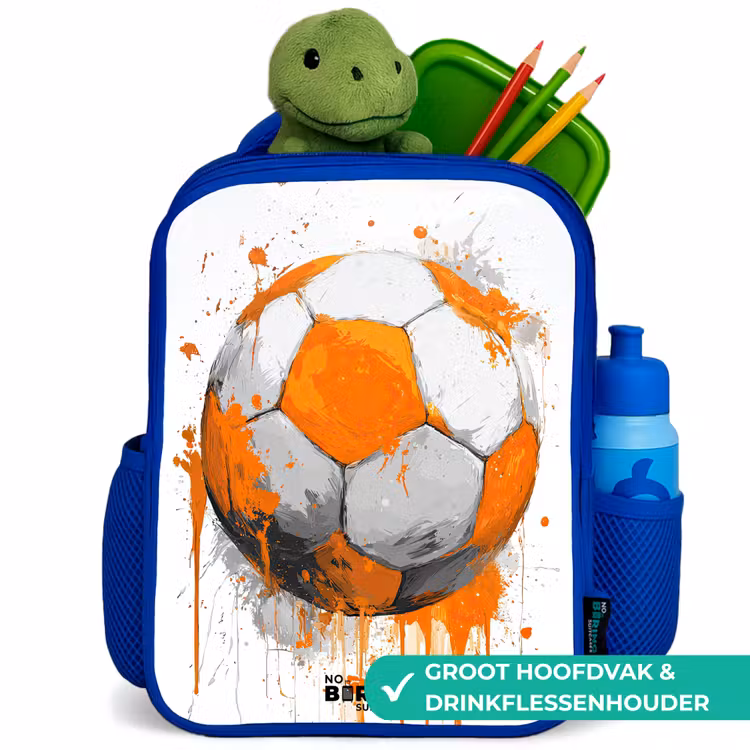 Kinderrugzak - Blauw - Voetbal - Verf - Oranje — 6