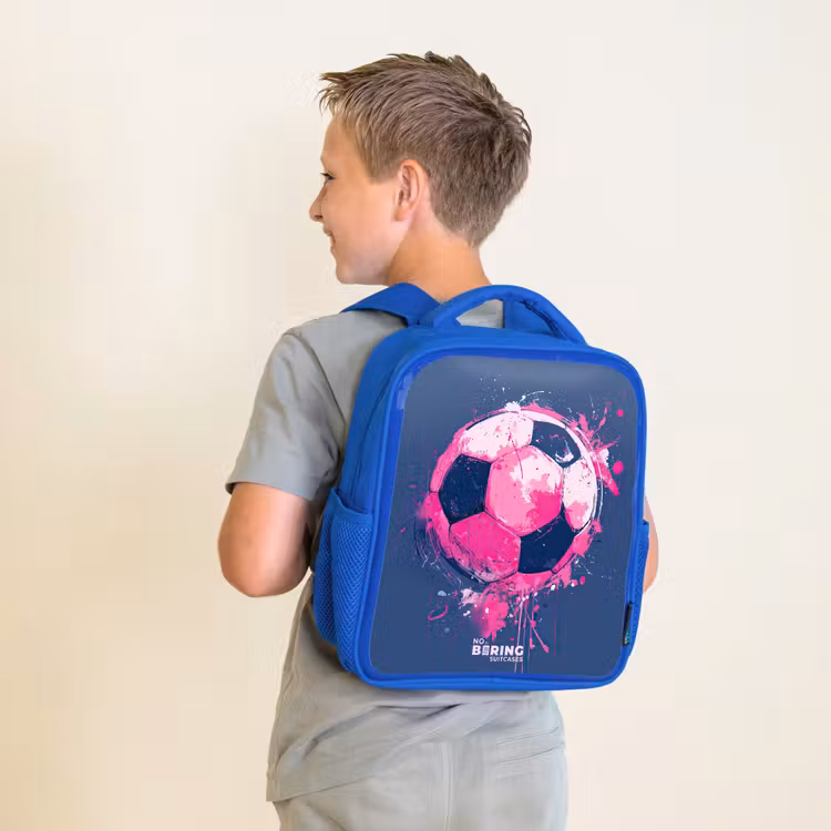 Kinderrugzak - Blauw - Voetbal - Verf - Roze - Blauw — 3
