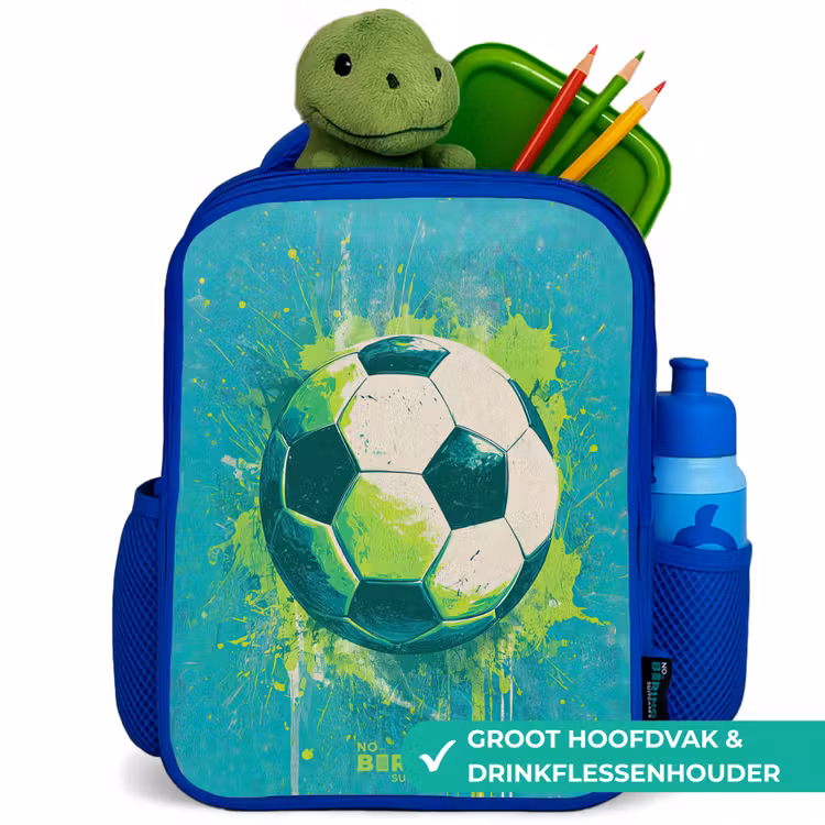 Kinderrugzak - Blauw - Voetbal - Verfspatten - Groen - Blauw — 6