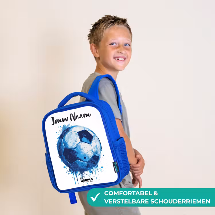 Kinderrugzak met naam - Blauw - Voetbalvibes - Inktspatten - Blauw — 4