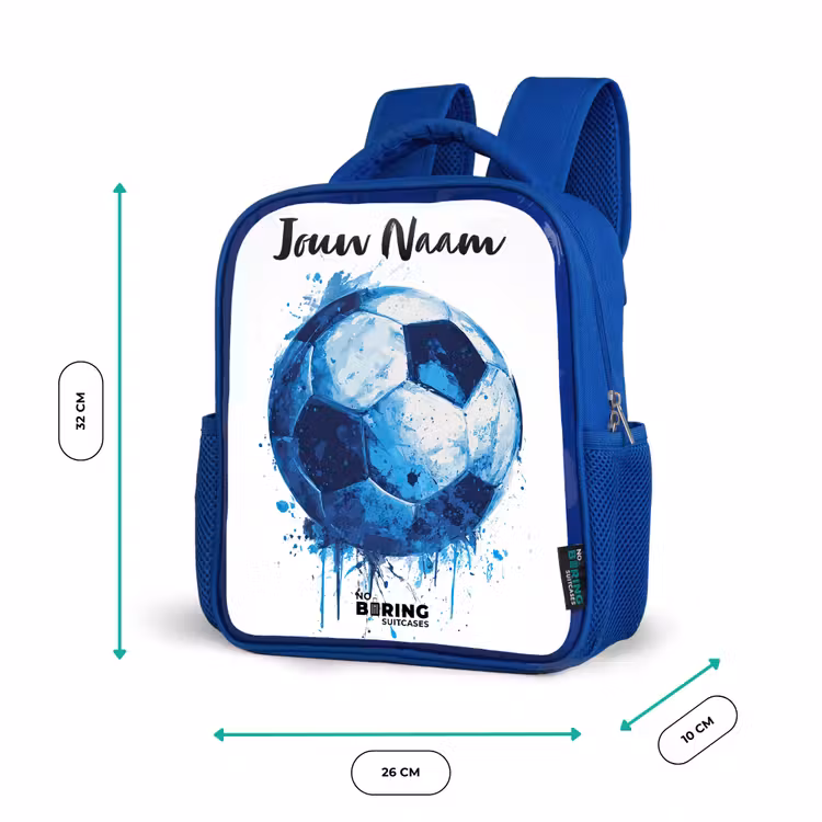 Kinderrugzak met naam - Blauw - Voetbalvibes - Inktspatten - Blauw — 5