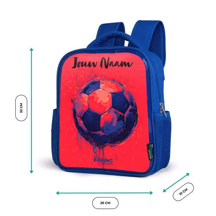 Kinderrugzak met naam - Blauw - Voetbalvibes - Verf - Blauw - Rood — 5