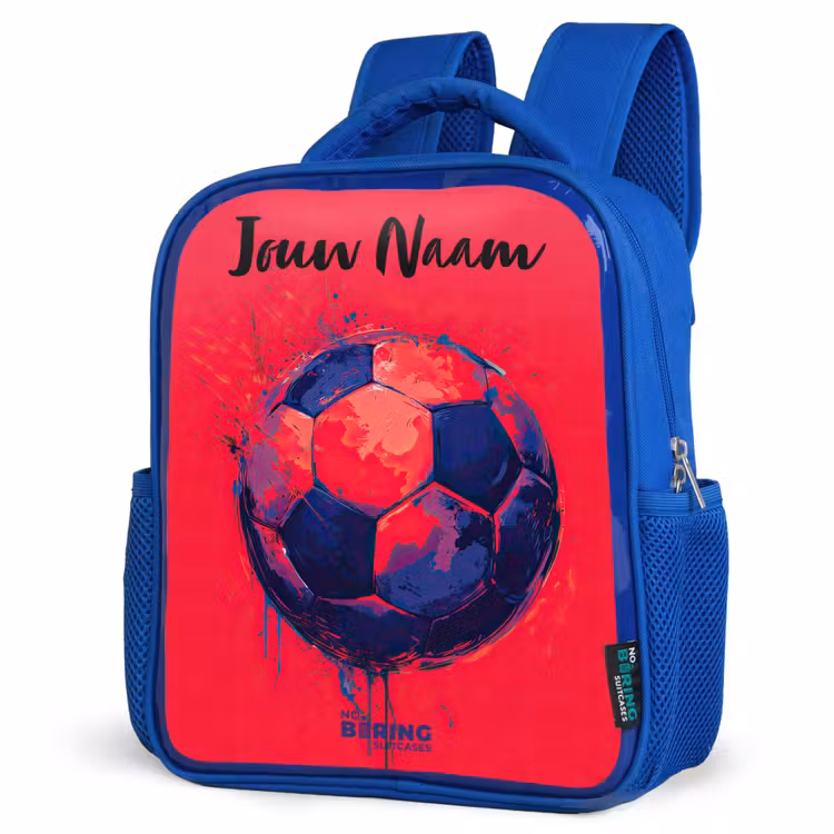 Kinderrugzak met naam - Blauw - Voetbalvibes - Verf - Blauw - Rood — 7