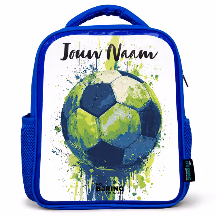 Kinderrugzak met naam - Blauw - Voetbalvibes - Verf - Groen - Blauw — 1