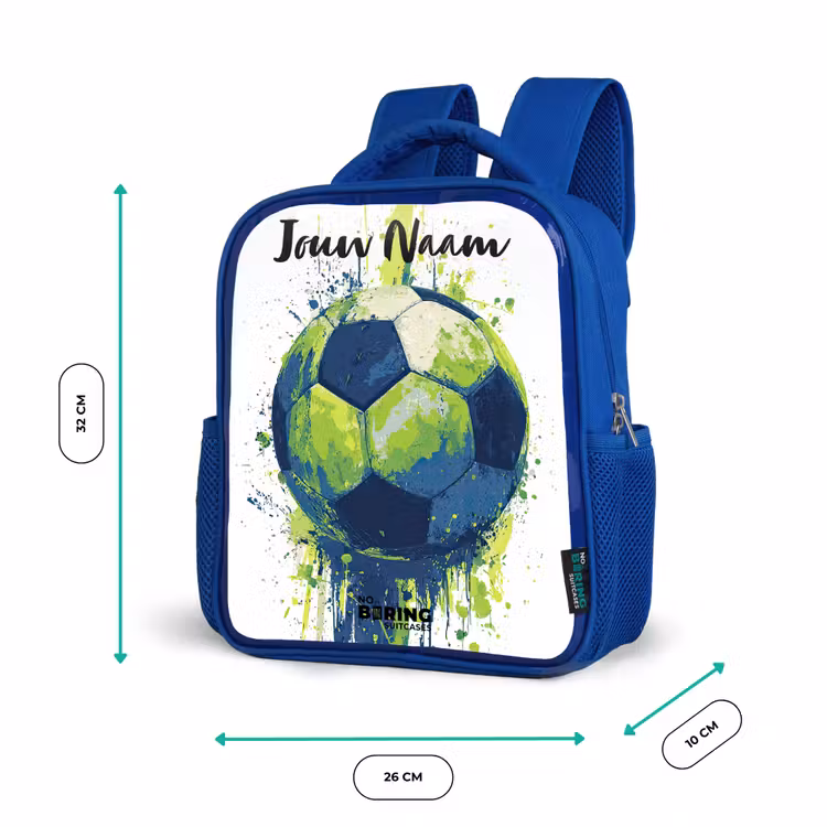 Kinderrugzak met naam - Blauw - Voetbalvibes - Verf - Groen - Blauw — 5