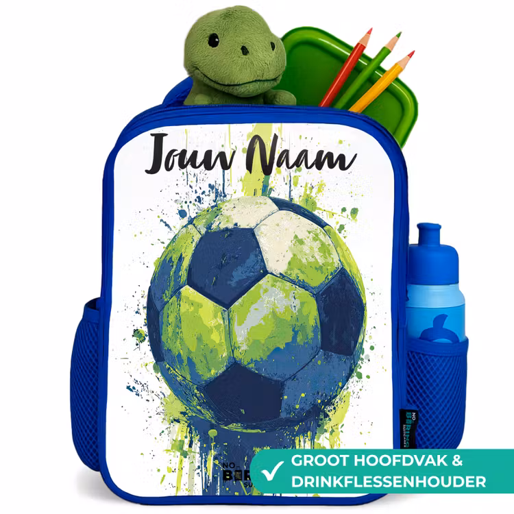 Kinderrugzak met naam - Blauw - Voetbalvibes - Verf - Groen - Blauw — 6
