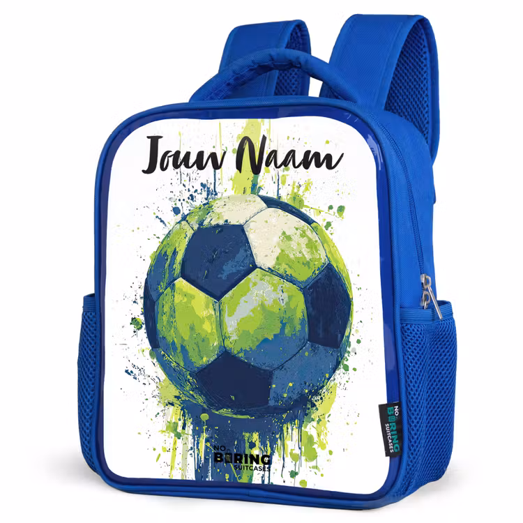 Kinderrugzak met naam - Blauw - Voetbalvibes - Verf - Groen - Blauw — 7