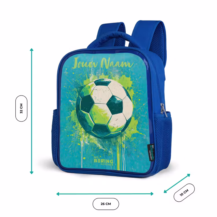 Kinderrugzak met naam - Blauw - Voetbalvibes - Verfspatten - Groen - Blauw — 5
