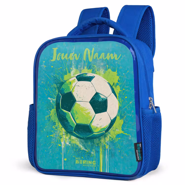 Kinderrugzak met naam - Blauw - Voetbalvibes - Verfspatten - Groen - Blauw — 7