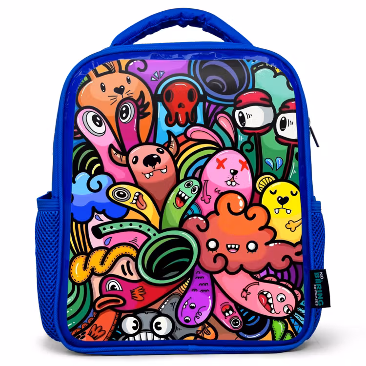 Kinderrugzak - Blauw - Vrolijke Monsterchaos — 1