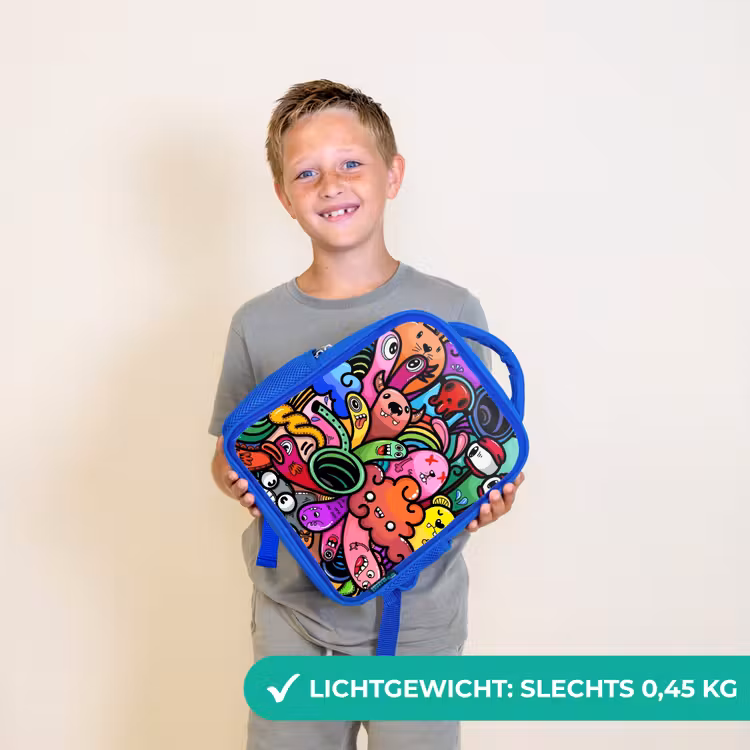 Kinderrugzak - Blauw - Vrolijke Monsterchaos — 2