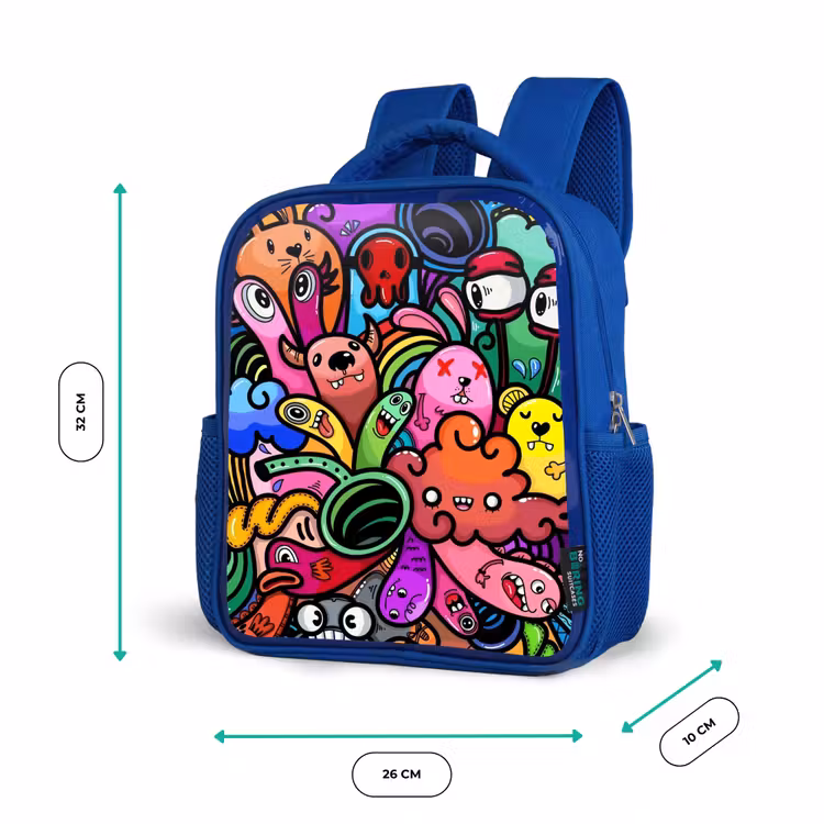 Kinderrugzak - Blauw - Vrolijke Monsterchaos — 5