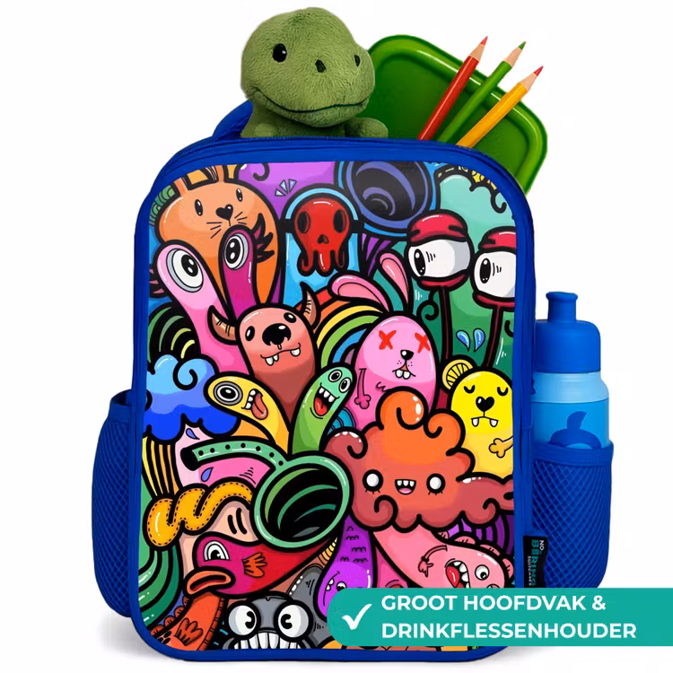 Kinderrugzak - Blauw - Vrolijke Monsterchaos — 6