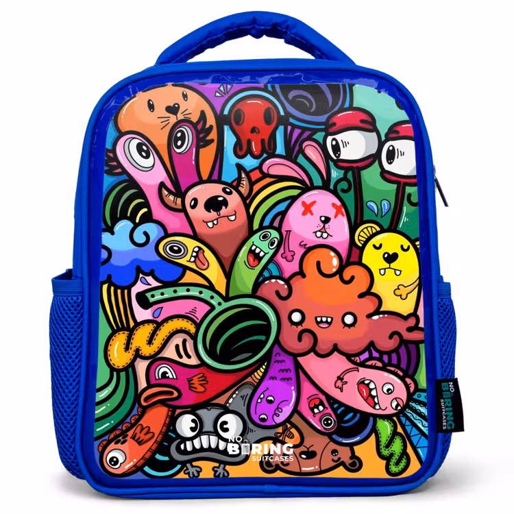 Kinderrugzak - Blauw - Vrolijke monsterchaos — 1