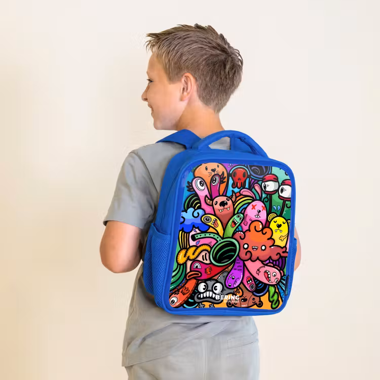 Kinderrugzak - Blauw - Vrolijke monsterchaos — 3