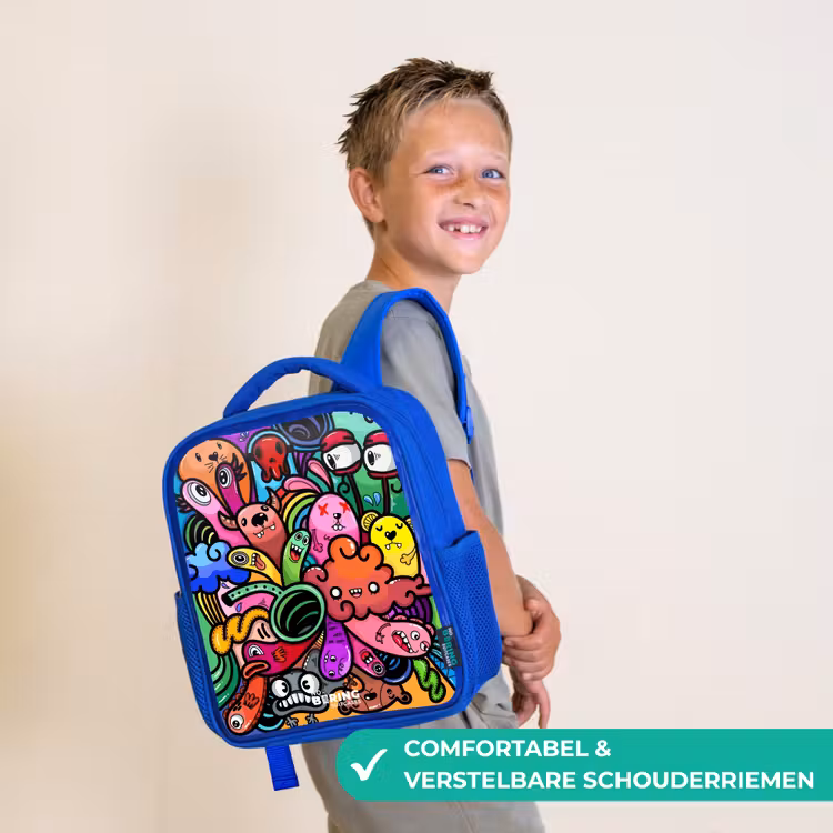 Kinderrugzak - Blauw - Vrolijke monsterchaos — 4