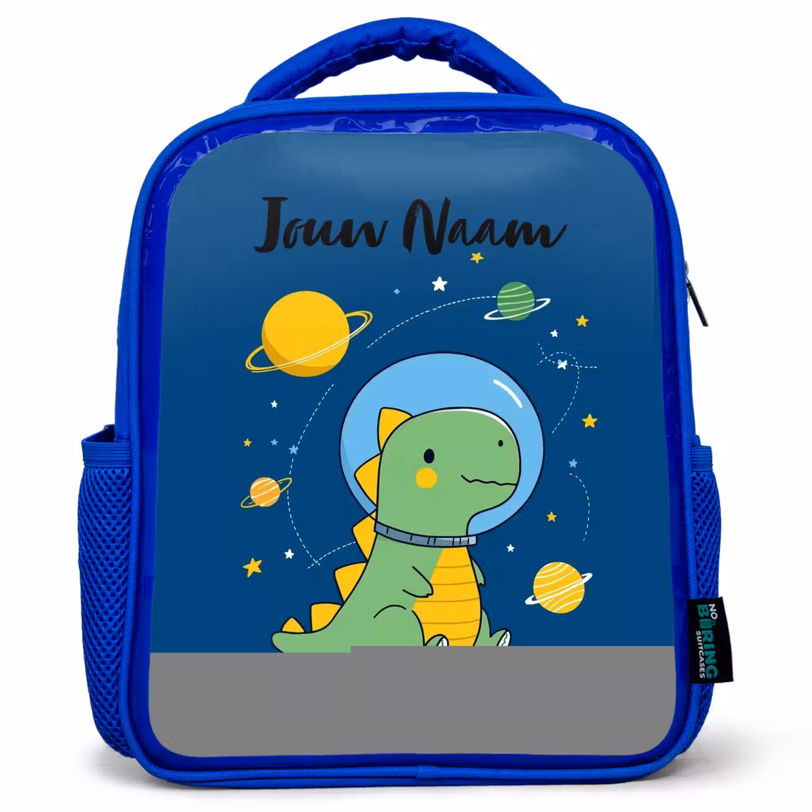 Kinderrugzak met naam - Blauw - Dino - Planeet - Ster - Blauw — 1