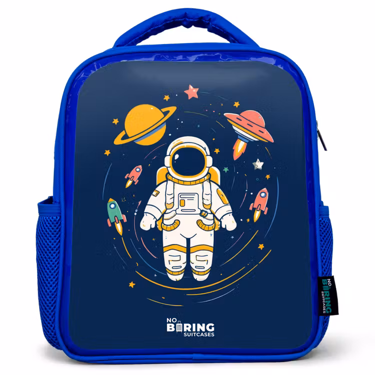 Kinderrugzak - Blauw - Astronaut - Planeet - Sterren - Raket — 1